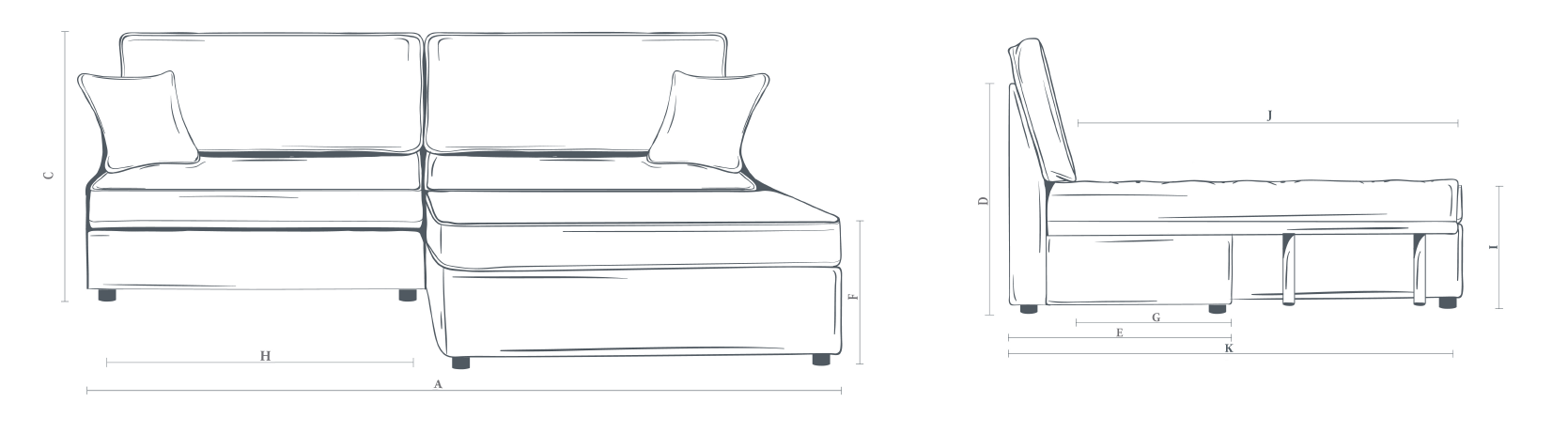 The Ablington 2 Modules Sofa Bed + Ottoman