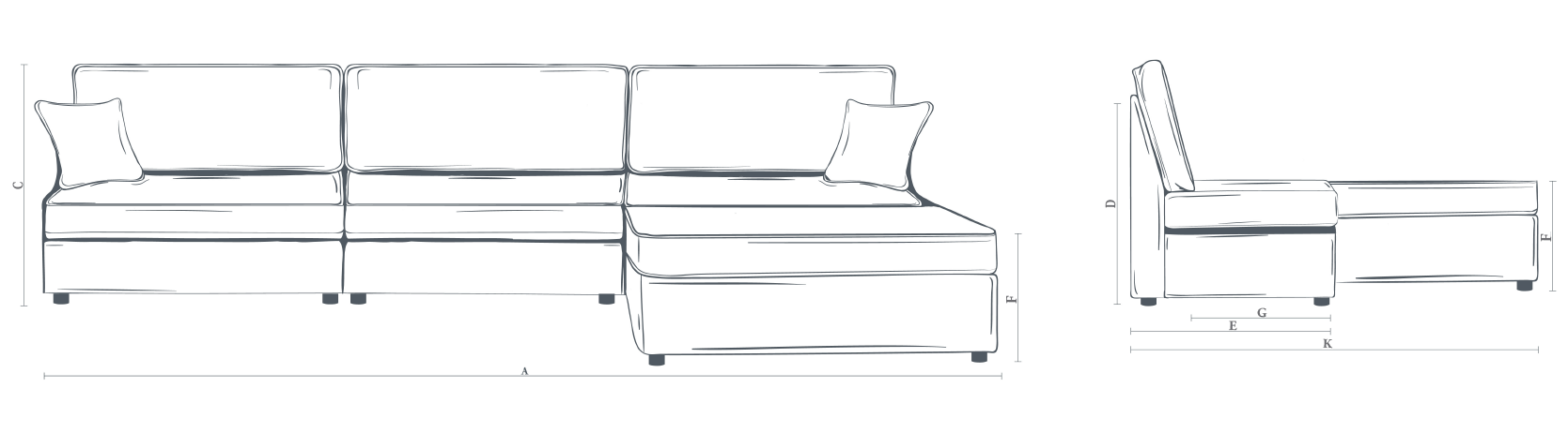 The Ablington 3 Modules Sofa + Ottoman