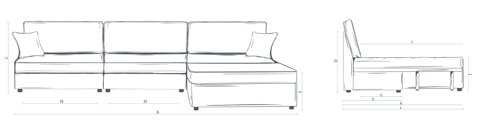 The Ablington 3 Modules Sofa Bed + Ottoman