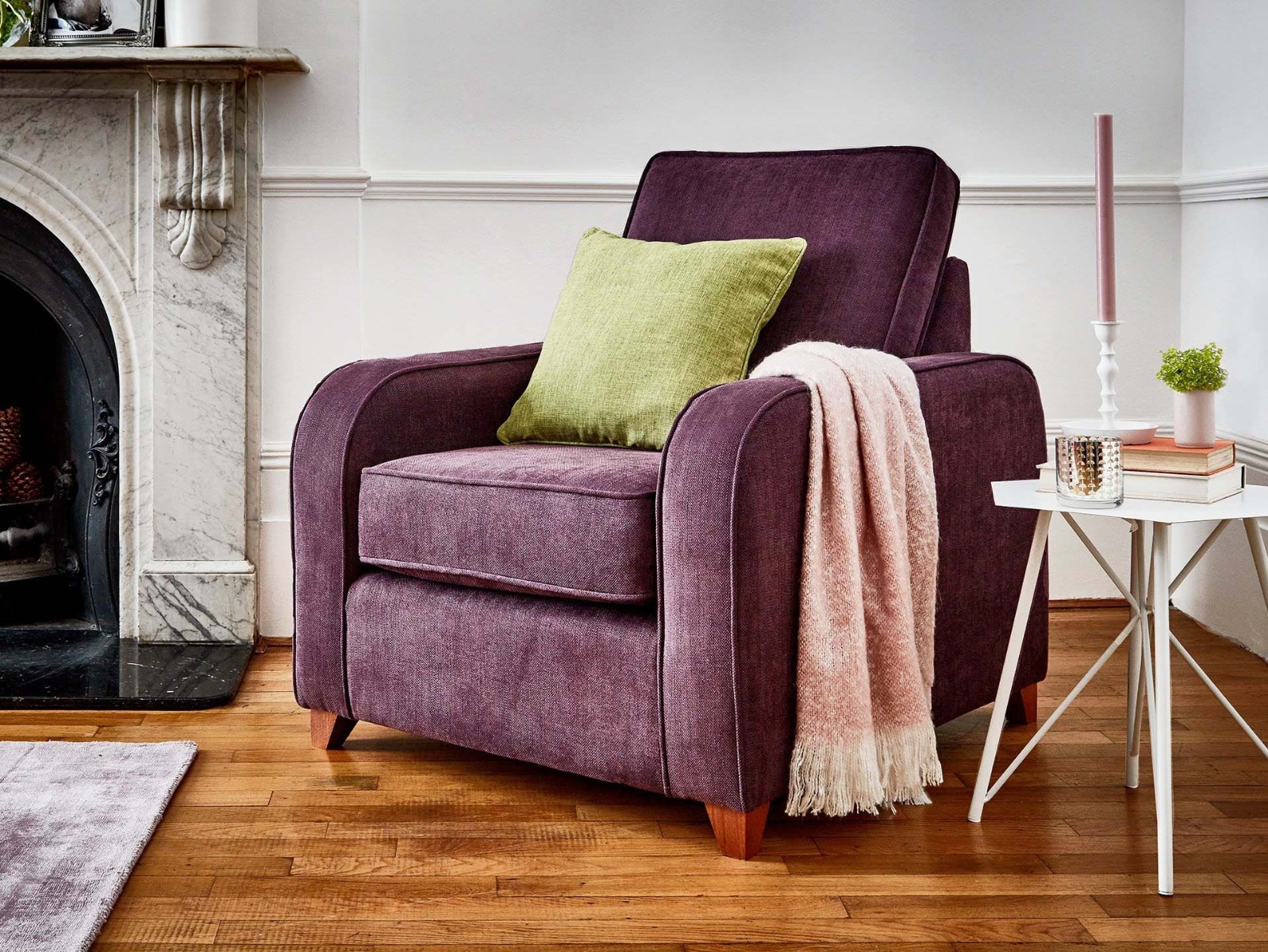 This is how I look in Stain Resistant Textured Weave Aubergine with reflex foam seat cushions
